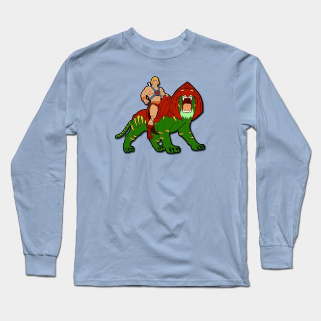 He-Man and Battle Cat Long Sleeve T-Shirt by BigOrangeShirtShop